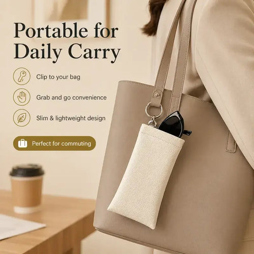 Soft PU Leather Sunglasses Pouch Elastic Opening Eyeglasses Bag