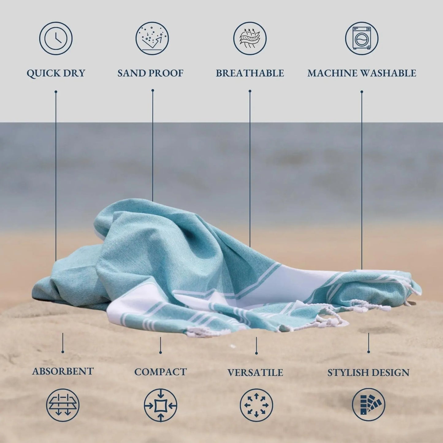 🔥Summer Hot Sale 48%OFF🌴 Lightweight XL Flat-Weave Beach Towel
