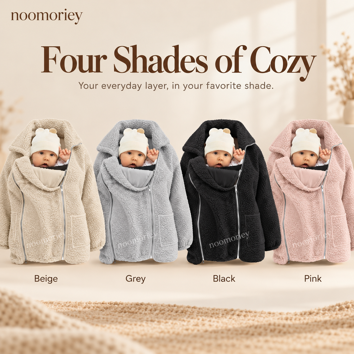 🤍 Cozy 2-in-1 Sherpa Babywearing Jacket – Soft & Warm Fleece Mom and Baby Coat