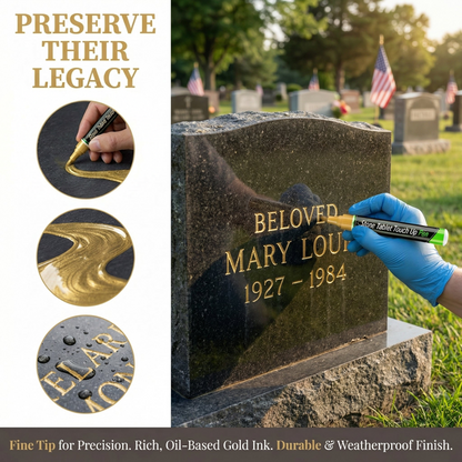 ⏳Limited Time 49% Discount | Golden Tombstone Touch-Up Pen Recover Faded Memorial Engravings