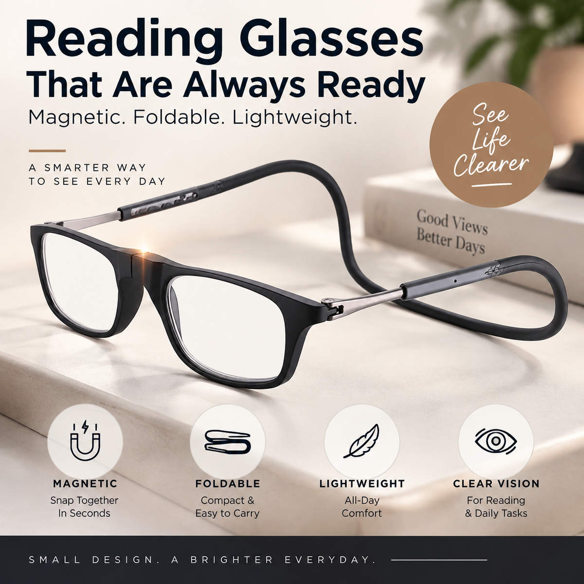 👓 Magnetic Folding Reading Glasses – Lightweight Pocket-Size Readers That Are Always Ready