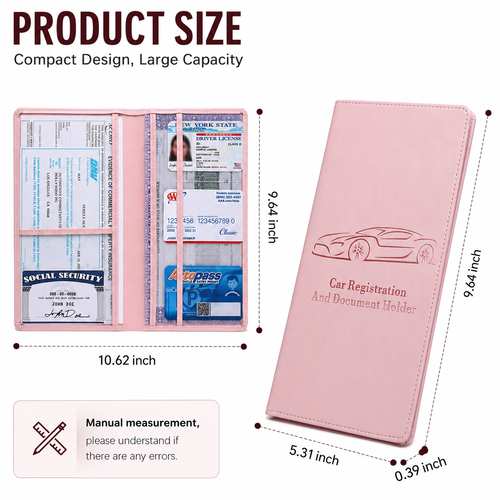 🚗 Luxury Premium PU Leather Car Document Holder, Vehicle Registration Insurance Paper Storage Organizer Wallet, Auto Glove Box Essential Gift for Drivers
