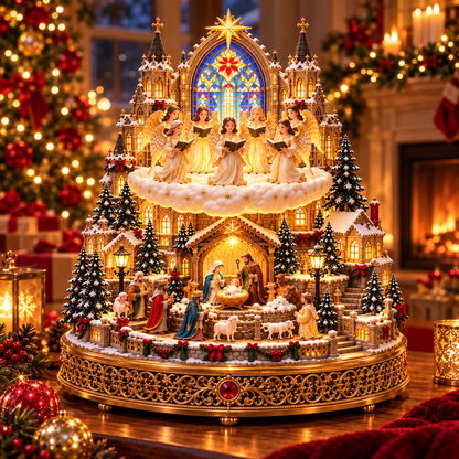 🔥 LAST DAY 49% OFF 🔥 Heavenly Angel Choir | Lighted & Rotating Christmas Nativity Village
