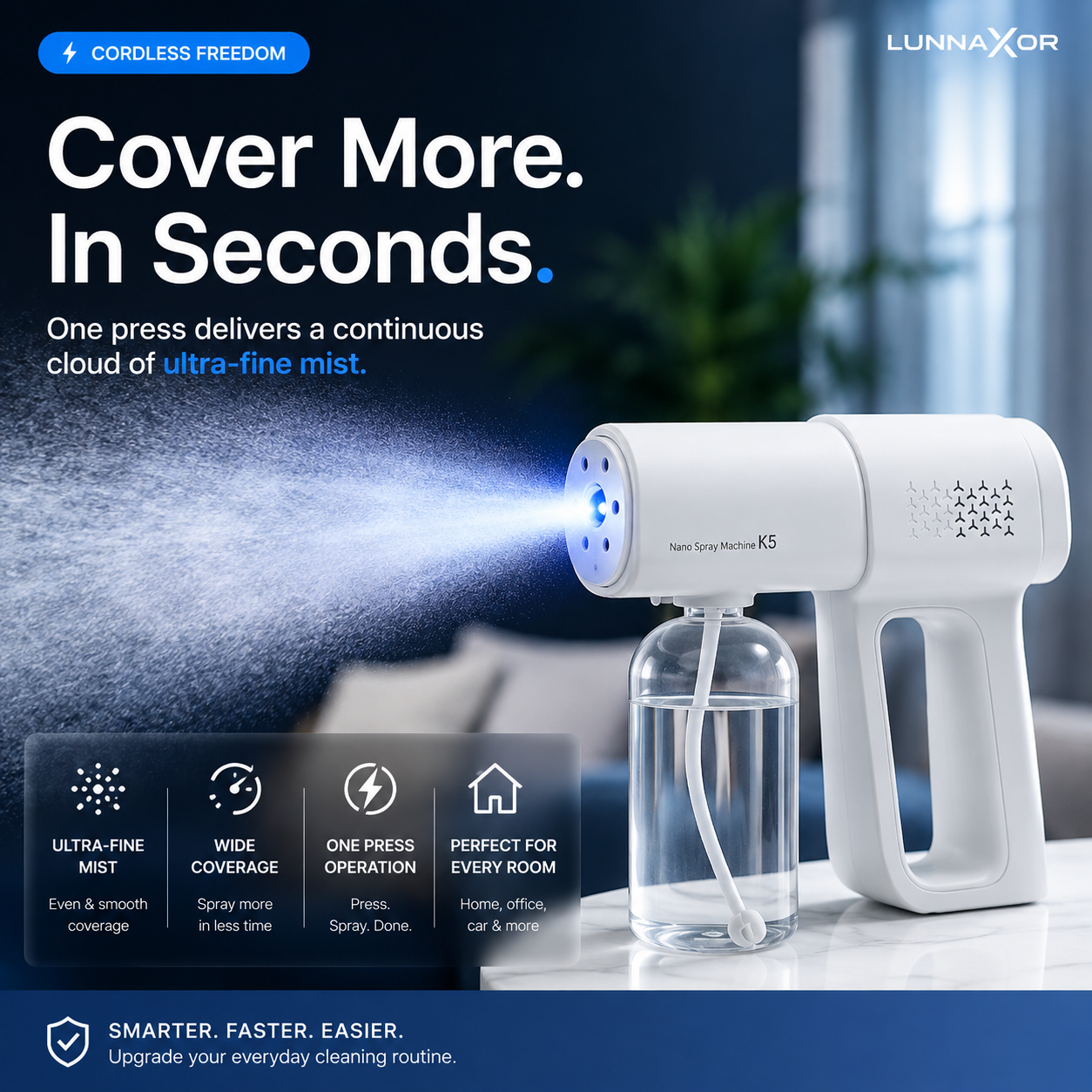 💨 Cordless Nano Mist Sprayer – Continuous Fine Mist & Wide Coverage