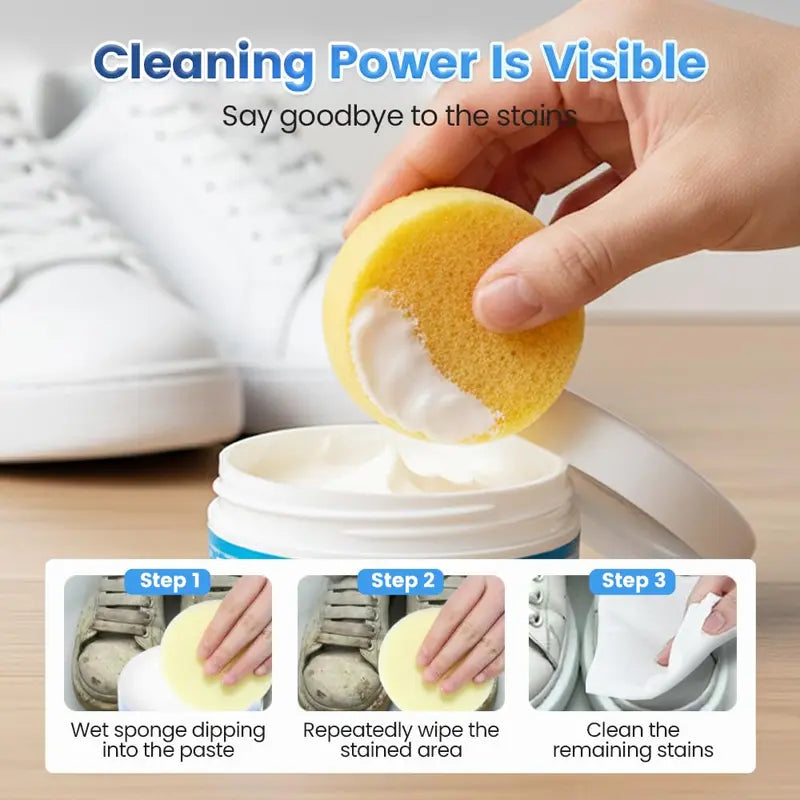 🔥 Limited-Time 49% OFF👟White Shoe Cleaning Cream | Waterless Stain Remover with Sponge