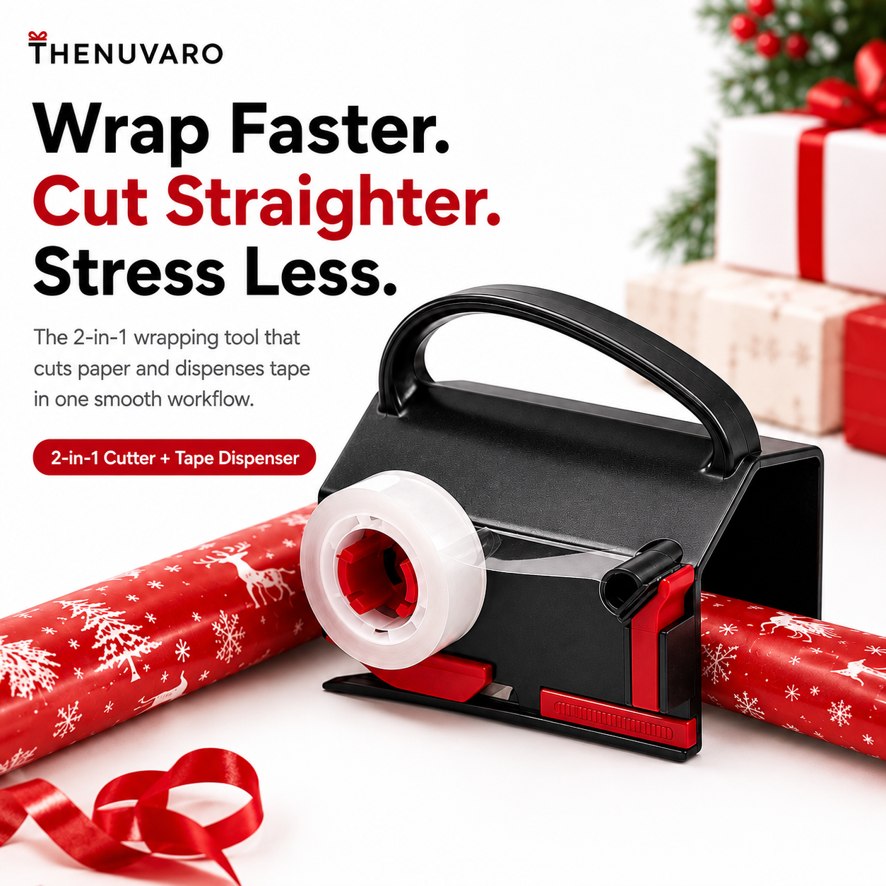 🎁2-in-1 Wrapping Cutter & Tape Dispenser