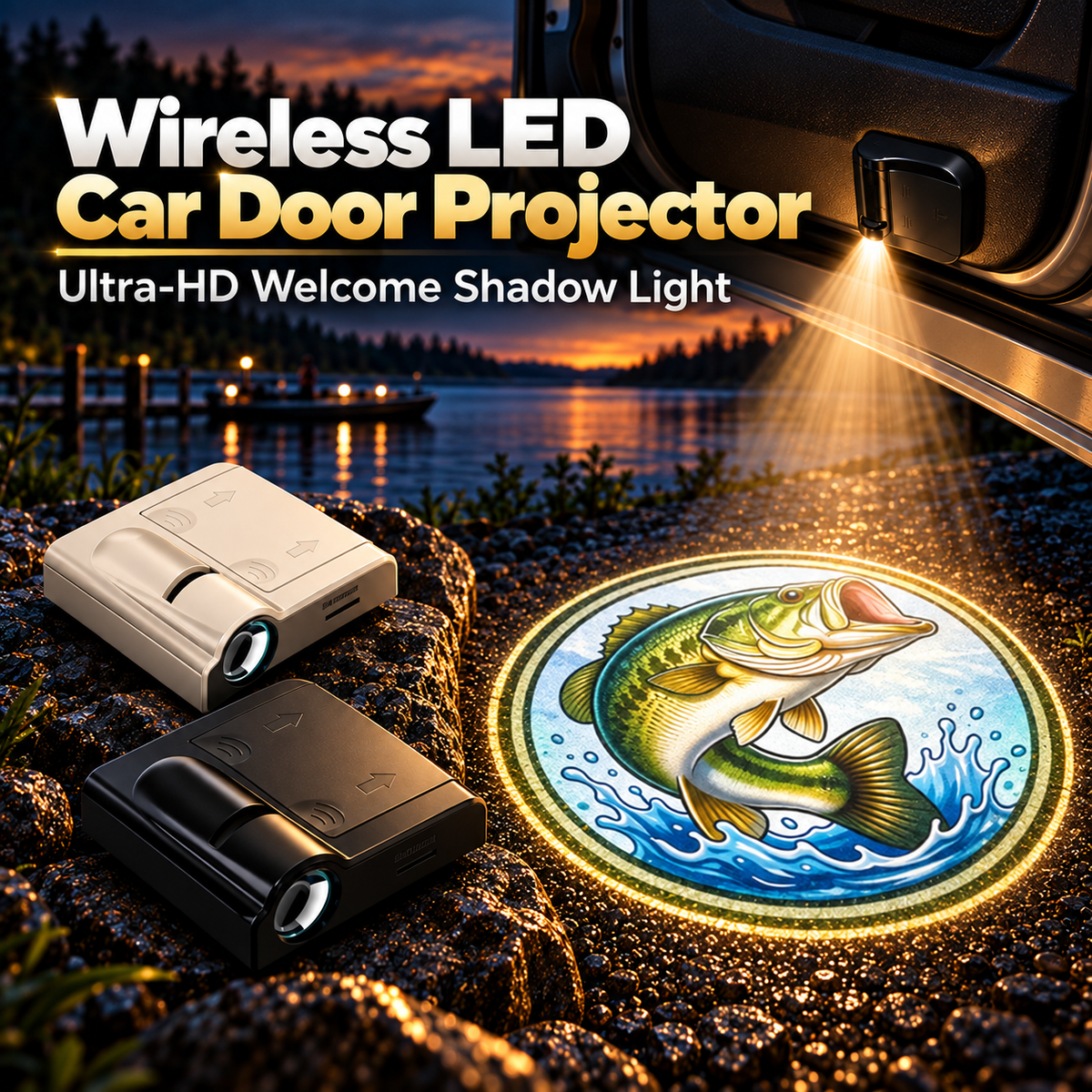 🐟 Night Fishing Car Door Logo Projector Light
