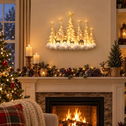 🔥HOT SALE🔥🌲 Step Into an Enchanted Winter Grove: Lighted Christmas Woodland Forest Wall Decor
