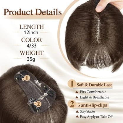 💥Superior Quality-Natural Hair Toppers With Bangs For Women