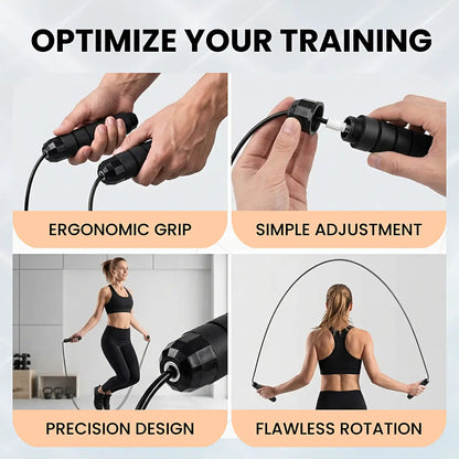 Weighted Speed Jump Rope – Adjustable Steel Cable with Ball Bearings for Fitness & Cardio