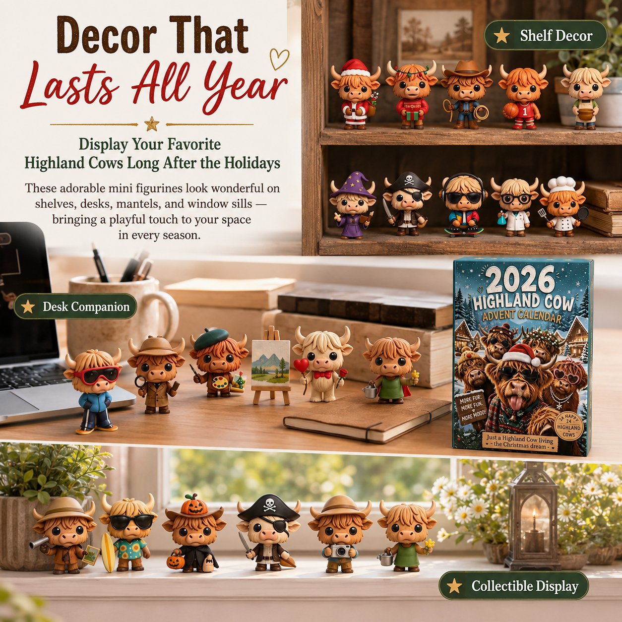 🔥Last Day 49% OFF - 🐂🎁2026 Highland Cow Advent Calendar | Every Day Brings New Surprises