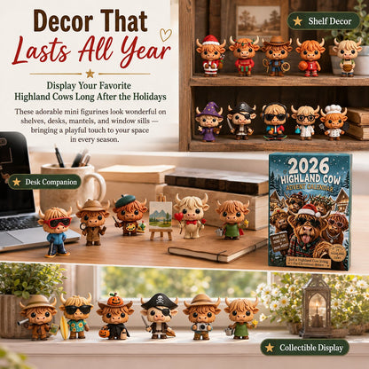 🔥Last Day 49% OFF - 🐂🎁2026 Highland Cow Advent Calendar | Every Day Brings New Surprises