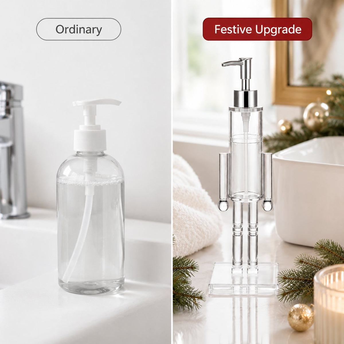 🎄 Nutcracker Soap Dispenser — Festive Holiday Bathroom Decor