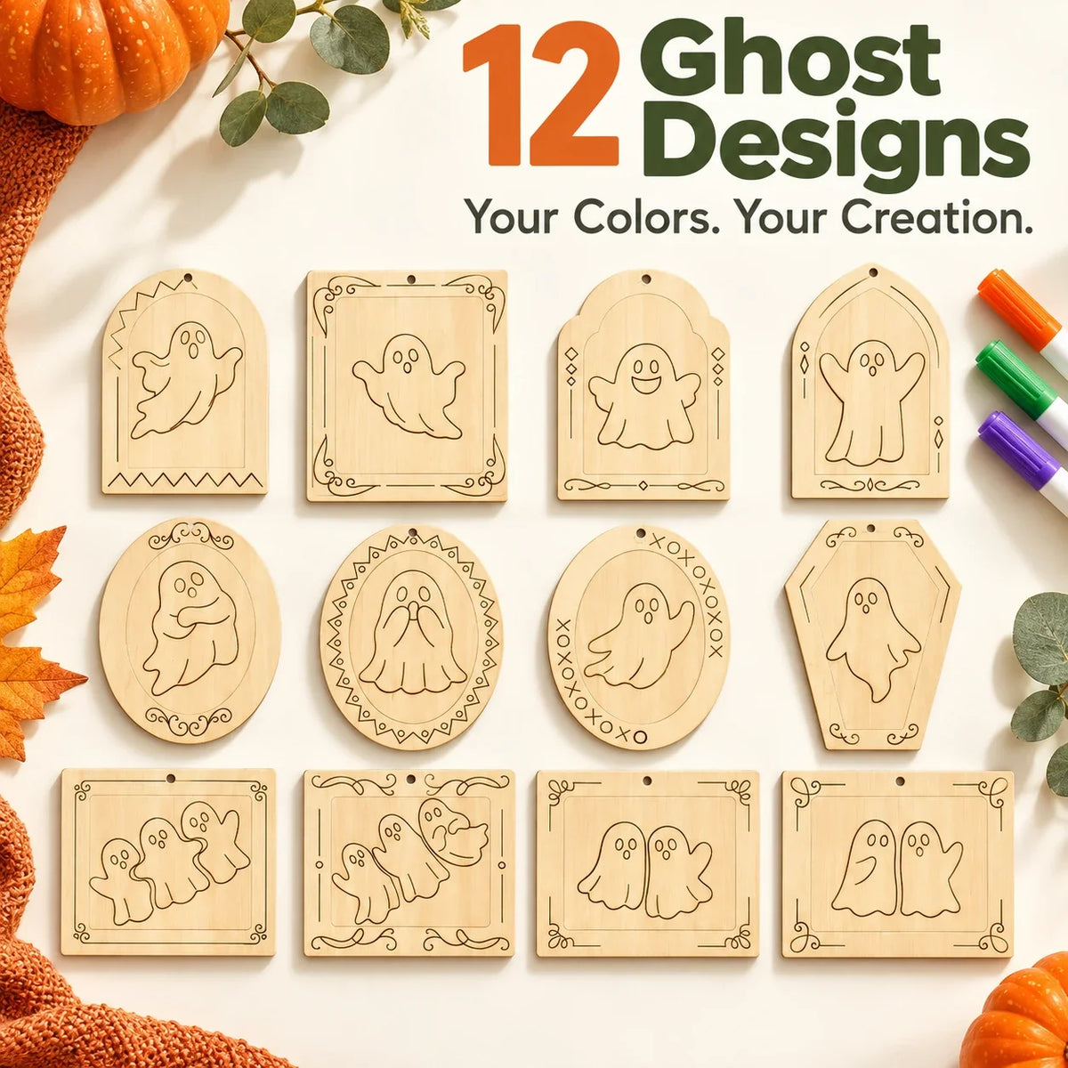 🎨 Color Your Own Holiday Ornament Kit — 12 Markers Included