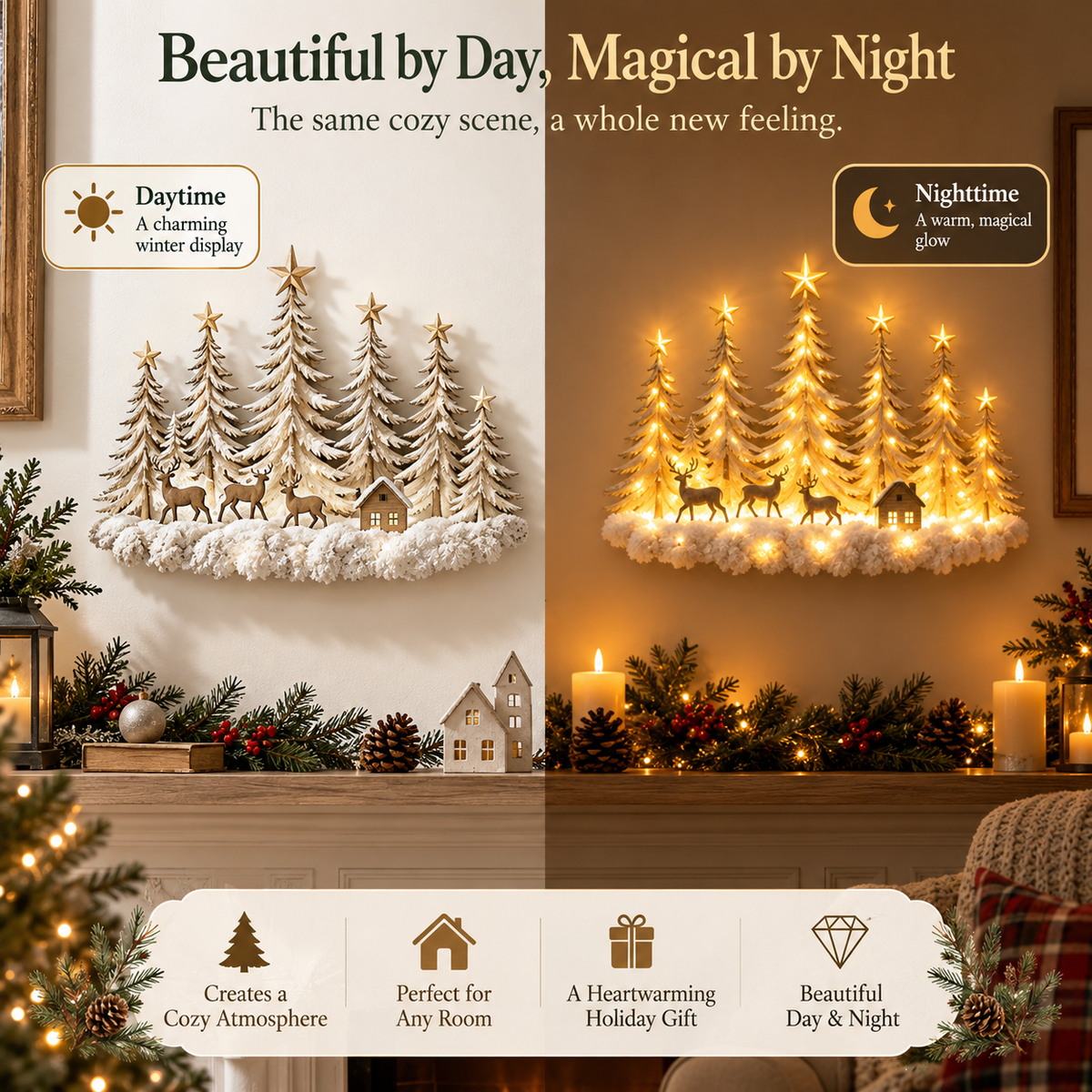 🌲✨ Winterglow Grove™ — Lighted Woodland Christmas Wall Decor