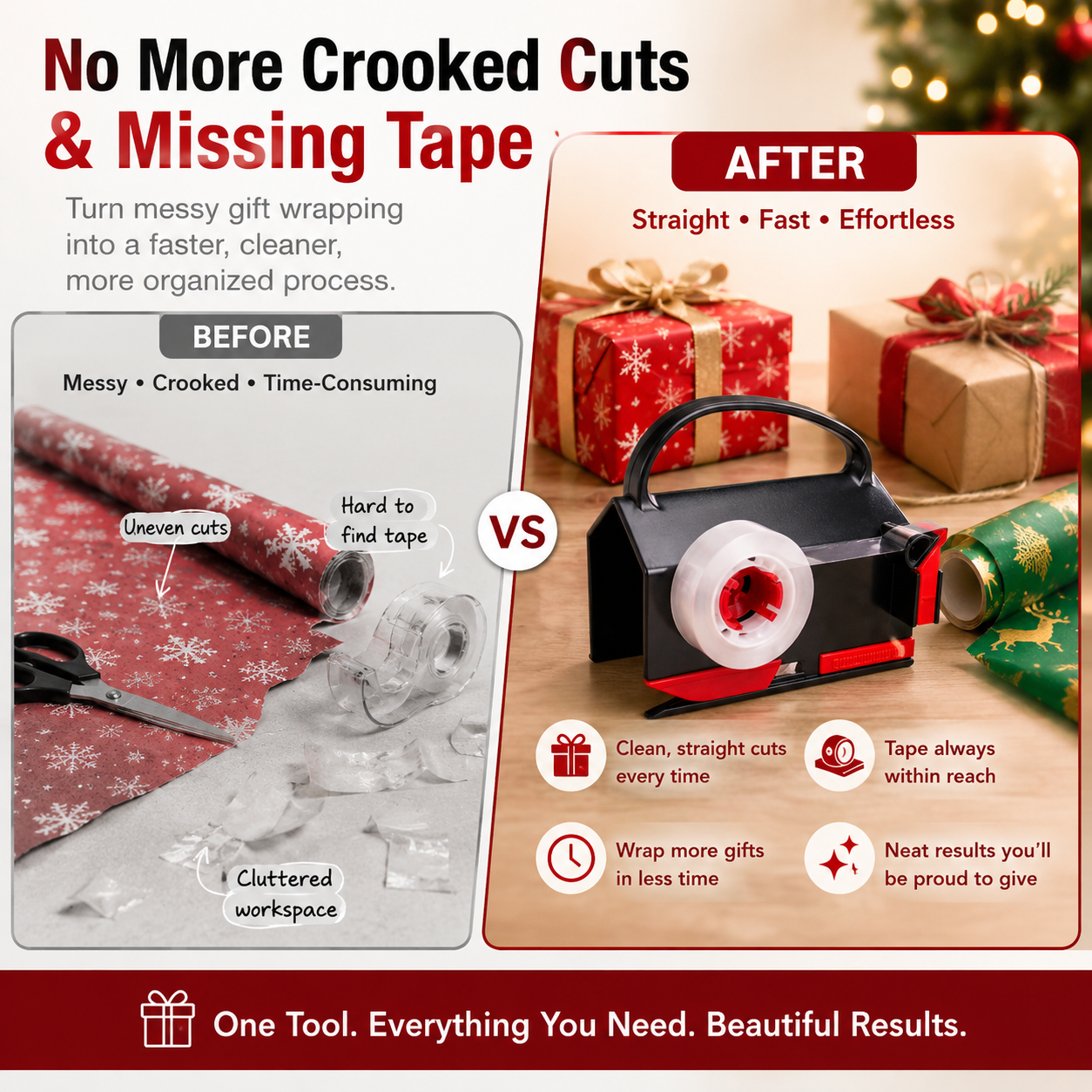 🎁2-in-1 Wrapping Cutter & Tape Dispenser