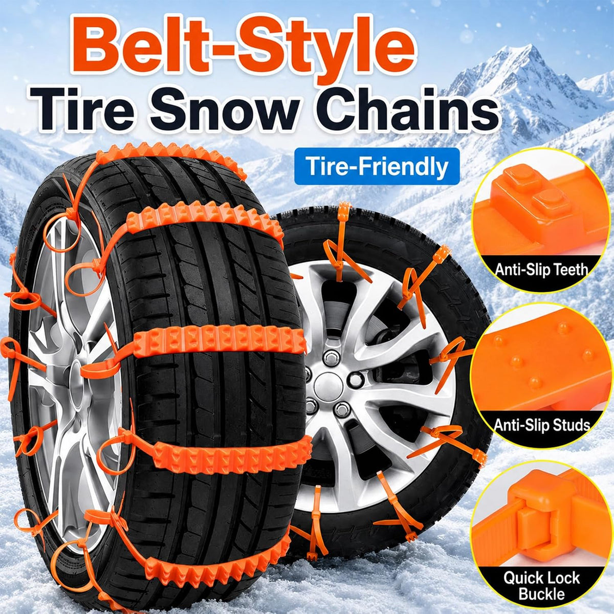 ❄️ 10 Pcs Universal Winter Car Snow Chains – Emergency Anti-Skid Tire Chains for Safe Driving 🚗