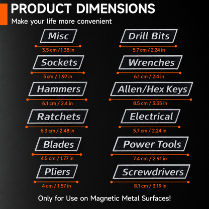🔧 12-Pack Magnetic Toolbox Labels – Find Your Tools Faster