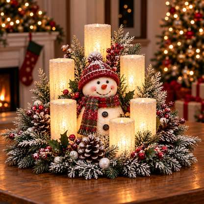 🎄 Christmas Reindeer Candle Centerpiece – Peace, Joy & Love Holiday Table Decor