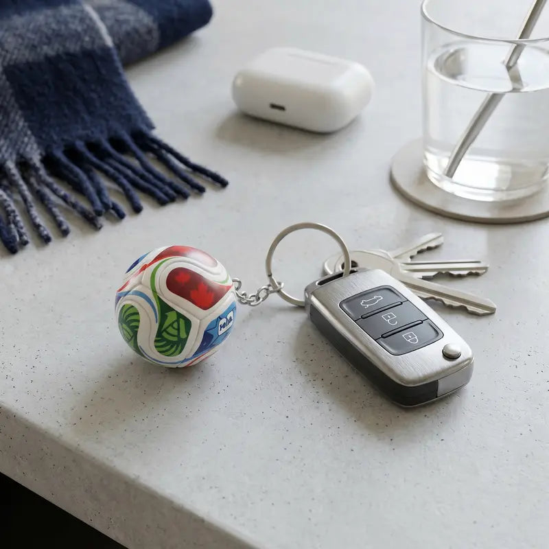 Sports Ball & Gold Trophy Keychain Set