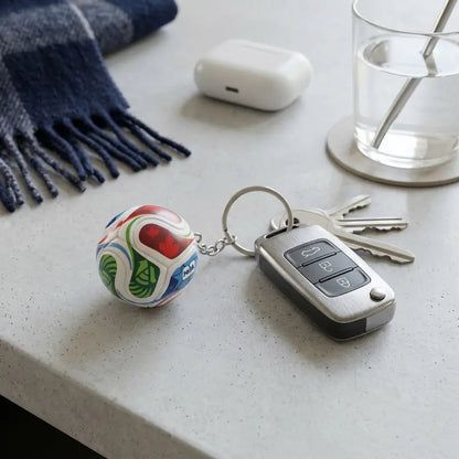 Sports Ball & Gold Trophy Keychain Set
