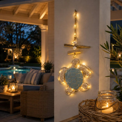 Lighted Coastal Sea Turtle Hanging Wall Decor