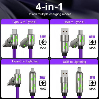 🎉 Buy 1 Get 1 Free! 6.6FT 4-in-1 Fast Charging USB Cable (USB-A/Type-C/Lightning) Aluminum