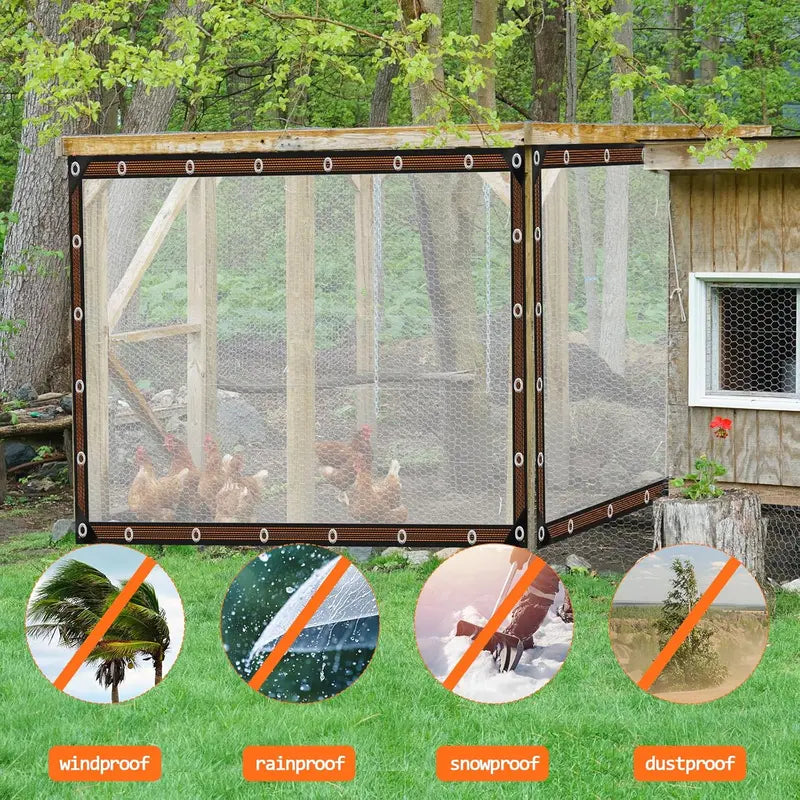 ⚡Clear Waterproof PE Tarp, Transparent Outdoor Cover with Metal Grommets