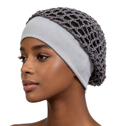 🔥Limited-Time 49% OFF🧶 Wide-Band Crochet Hair Net | 💨 Breathable Stretch Sleep & Beauty Hair Cap