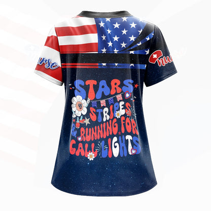Funny Nurse Skeleton 4th of July Shirt – Patriotic Scrub Life Tee for RN CNA LPN