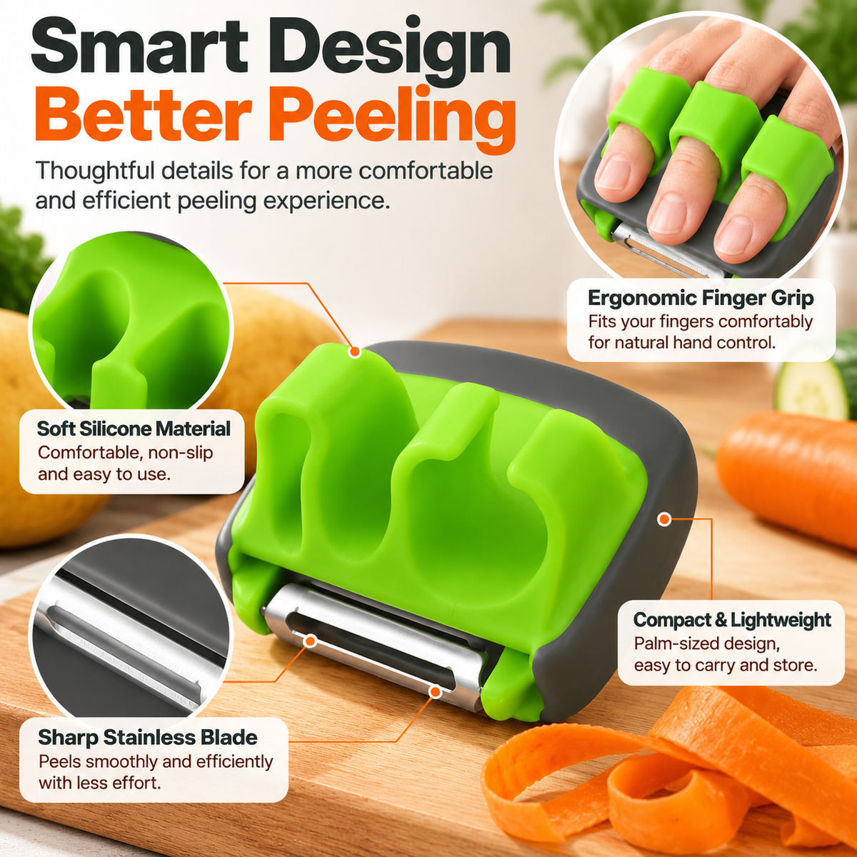 🥕Palm Vegetable Peeler – Finger Grip Kitchen Tool for Faster & Easier Food Prep