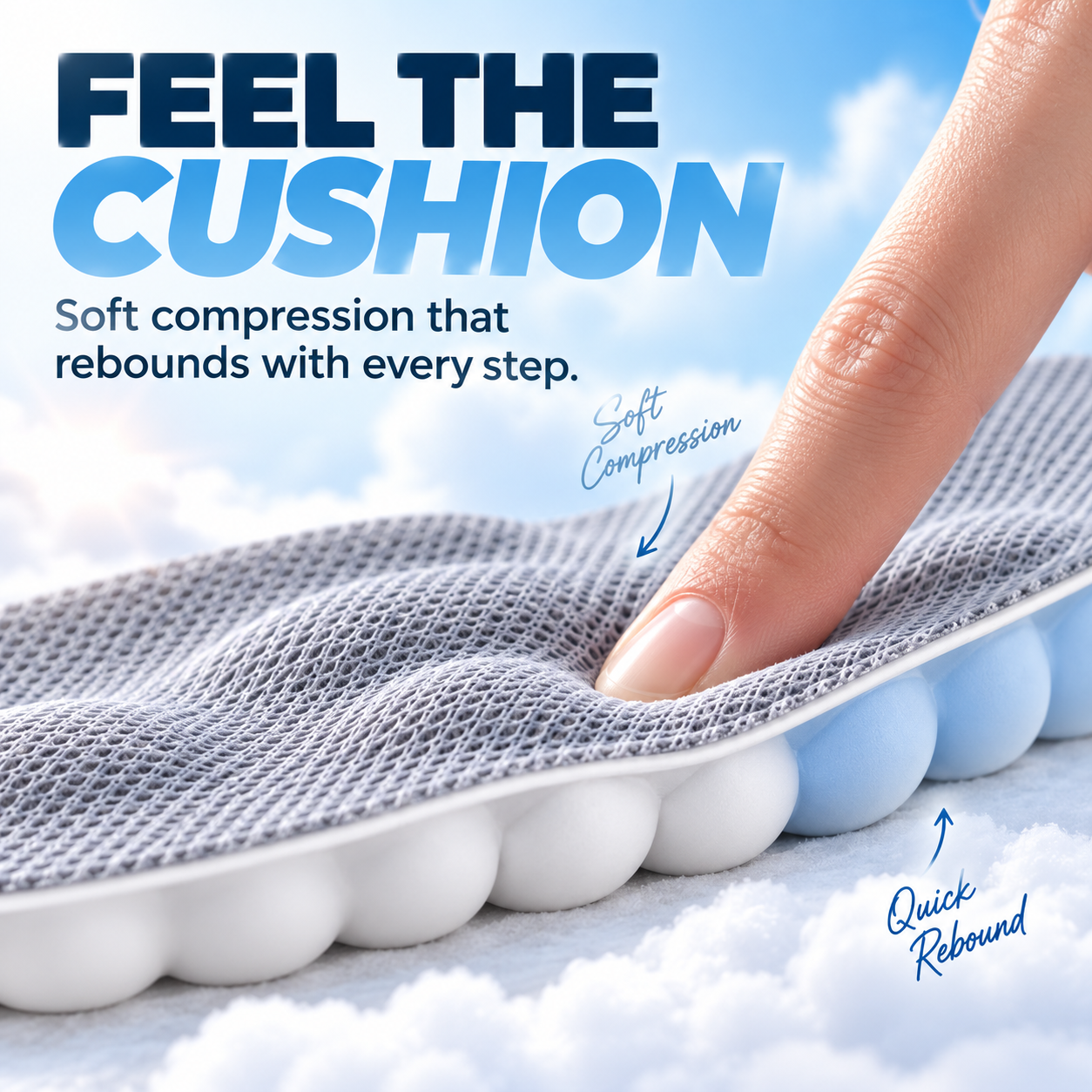 ☁️ 2pairs  4D Cloud Comfort Insoles – Soft Cushioning & All-Day Support