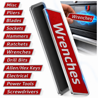 🔧 12-Pack Magnetic Toolbox Labels – Find Your Tools Faster