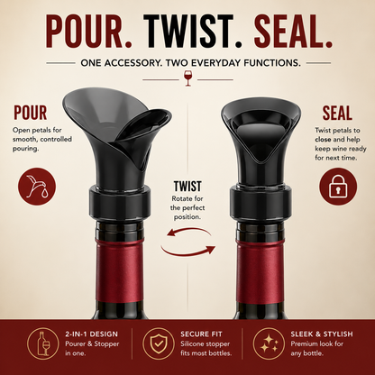🍷2-in-1 Wine Pourer & Stopper – No-Drip Pour & Easy Seal