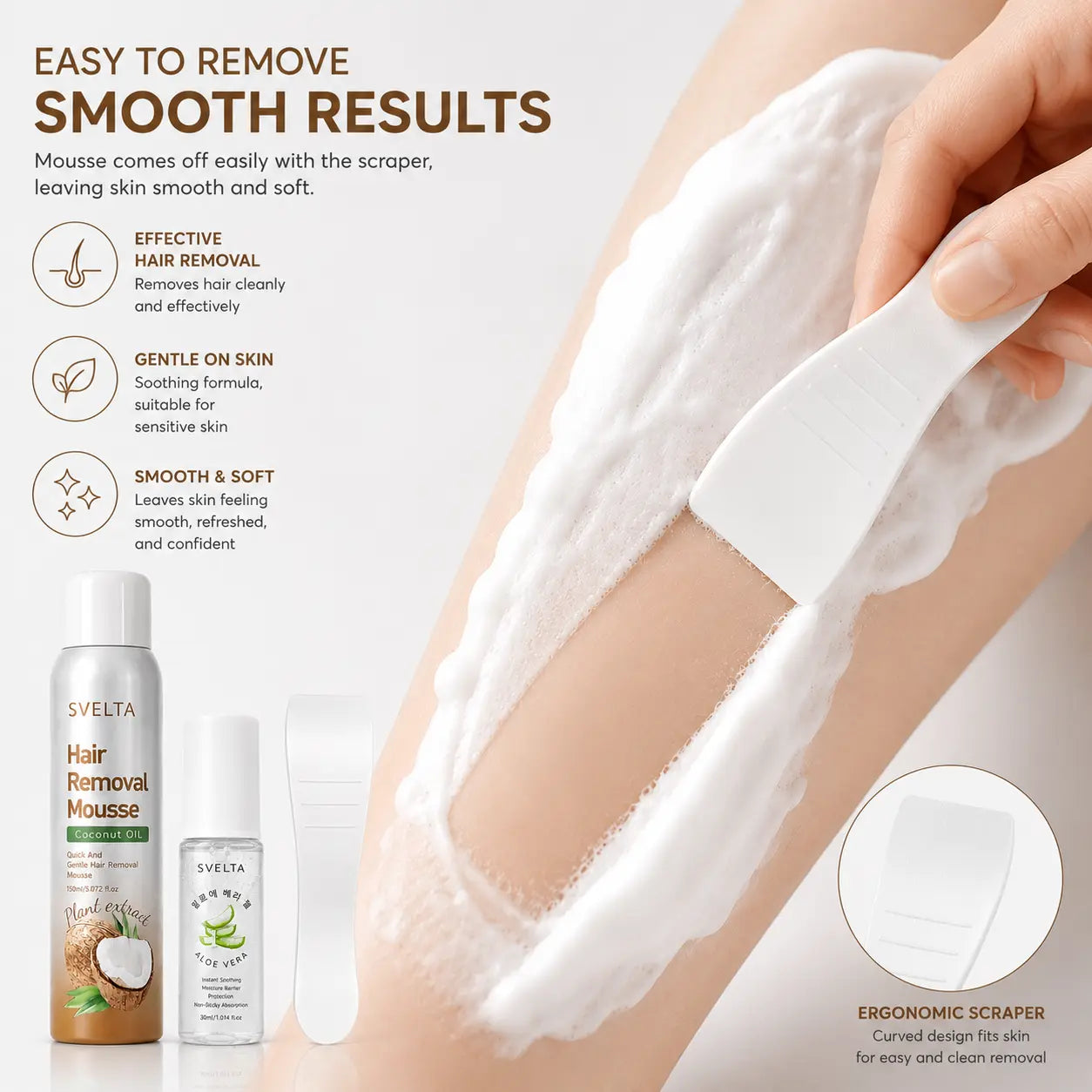 Hair Removal Mousse Kit for Legs, Arms & Underarms