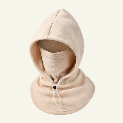 Unisex Cold Weather Fleece Balaclava Hat - Thick Fleece Linings, Windproof Full Face Cover with Hood & Neck Gaiter