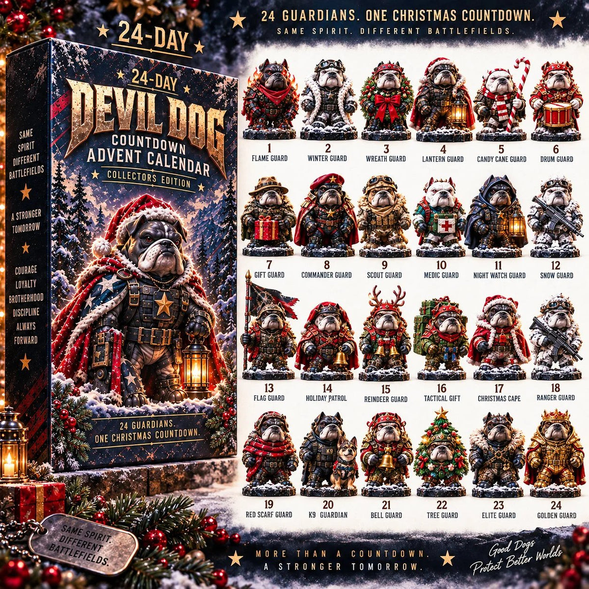 🐾🔥 Devil Dog 24-Day Christmas Countdown Advent Calendar