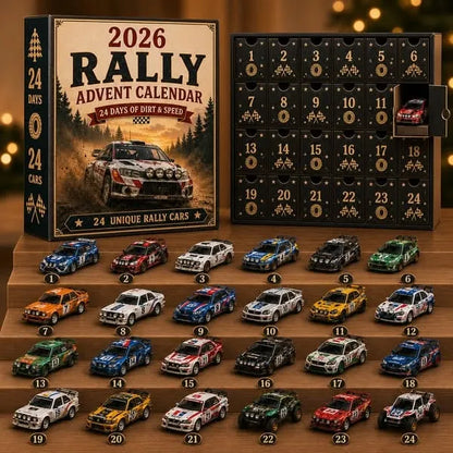 🏎️ Rallye-Adventskalender 2026 – 24 Tage voller Tempo & Action, 24 Rallyeautos zum Sammeln