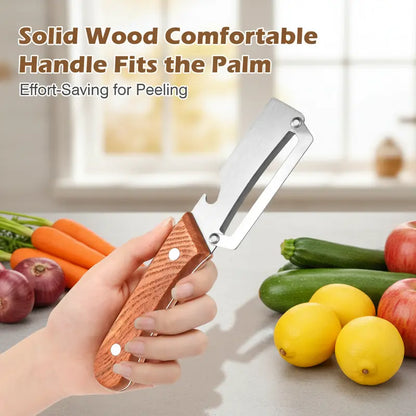Stainless Steel Sharp Peeler with Wooden Non-Slip Ergonomic Handle