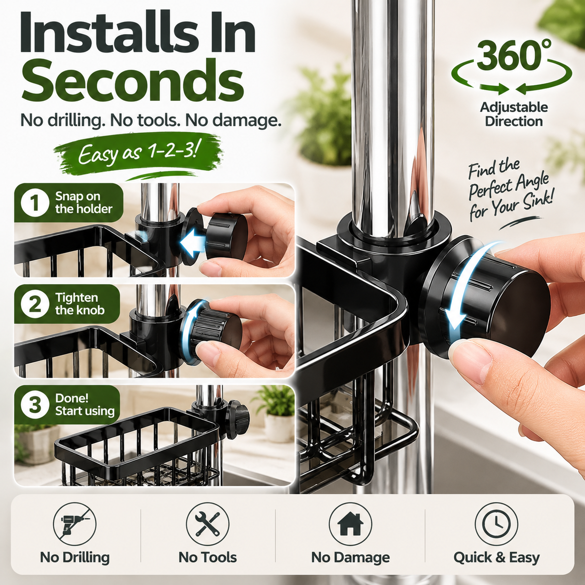 ✨ Faucet Sink Organizer Rack – Keep Your Kitchen Sink Clean & Clutter-Free