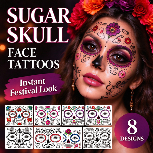 Skull Temporary Face Tattoos