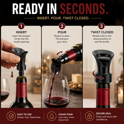 🍷2-in-1 Wine Pourer & Stopper – No-Drip Pour & Easy Seal