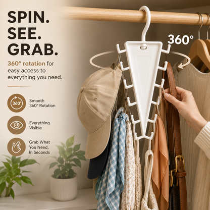 👚 12-Hook Rotating Closet Organizer – Save Space & Keep Accessories Organized