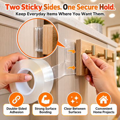 🔥 Extra-Thick Clear Double-Sided Tape – Heavy-Duty Strong Adhesive, Flexible & Tear-Resistant for Home & Office