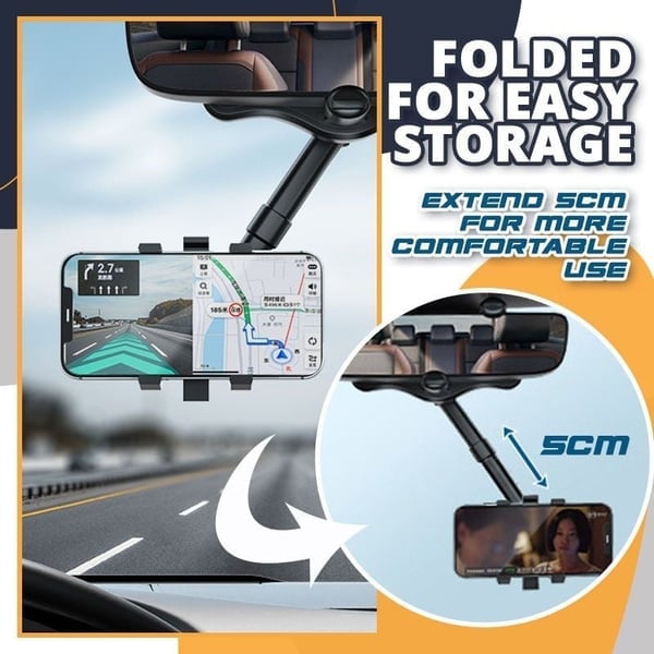 💥360° Rotatable and Retractable-Car Rearview Mirror Phone Holder