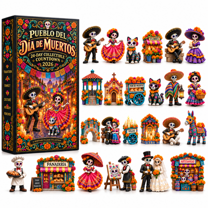 🌺 Día de los Muertos 24-Day Heritage Village Advent Calendar | Hand-Painted Mexican Keepsake 💀