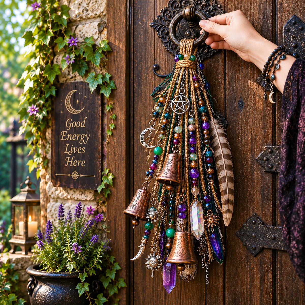 🔮Witchy Door Charm | Bells, Crystals & Celestial Hanging Decor🔮