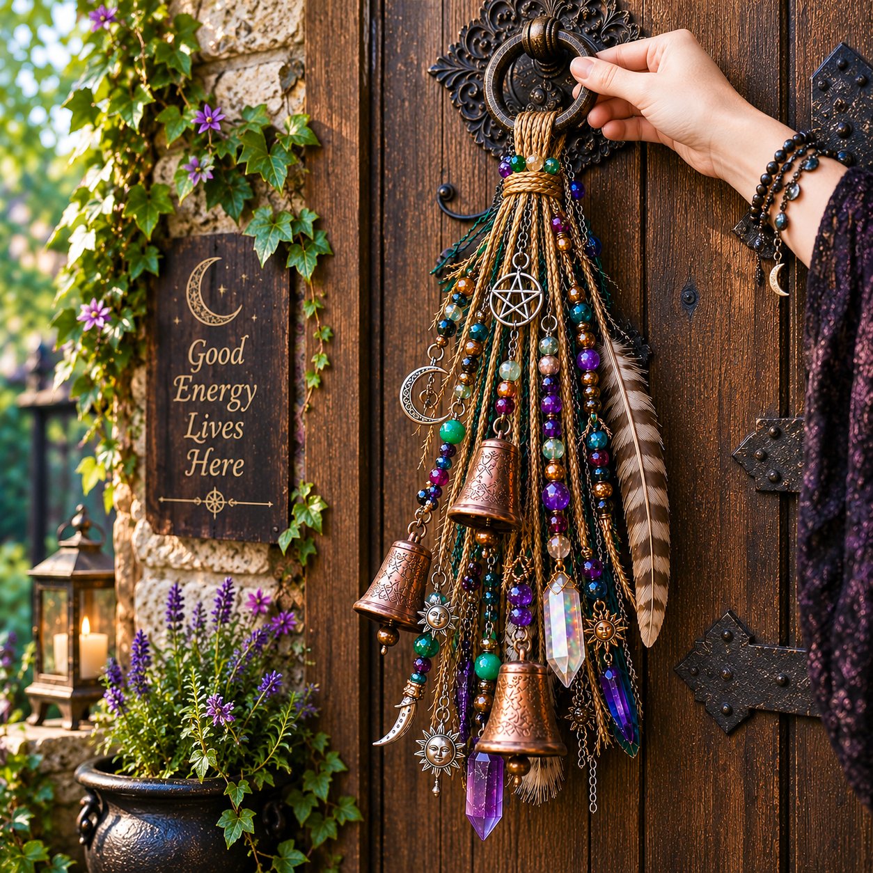 🔮Witchy Door Charm | Bells, Crystals & Celestial Hanging Decor🔮
