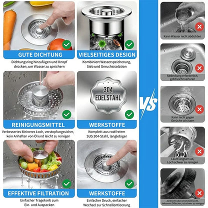 Upgraded 3 in 1 Kitchen Sink Drain Strainer