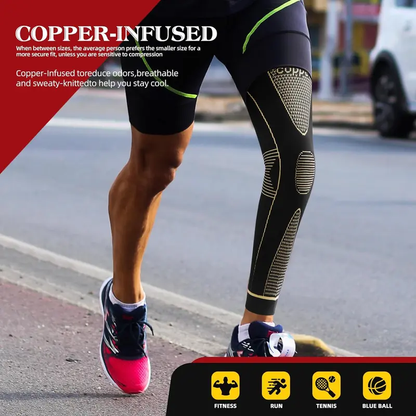 🦵 Copper Fiber Full-Leg Compression Sleeve – Unisex Support for Sports & Training